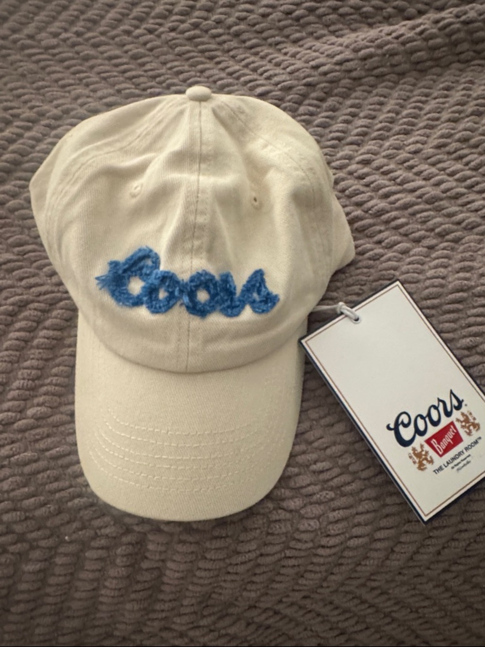 The Laundry Room Cream Cap with Blue Chenille Logo
